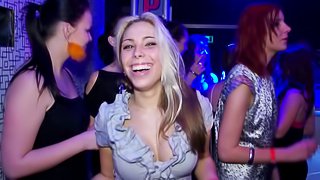 Drunken babes offer their cunts to the male strippers
