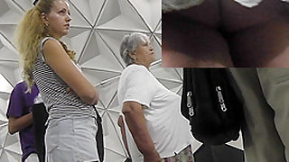 While train is coming, voyeur captures upskirt ass