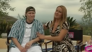 Immaculate lesbian pornstars getting interviewed outdoors