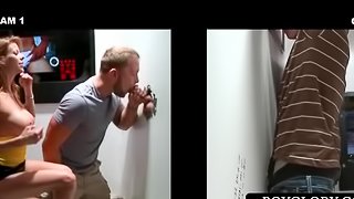 Sexy gay mouth fucked on gloryhole