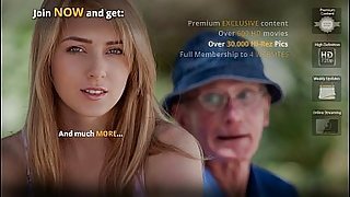 Horny blonde teen fucked by two nice grandpas