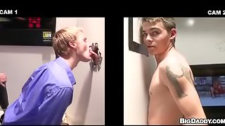 He wants a gloryhole blowjob from a girl but a guy sucks him