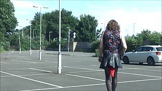 Alison Thighbootboy Another public flash - Leather and Heels
