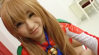 Pretty Japanese with blonde hair gets fingered in POV
