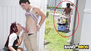 BANGBROS - Sophia Steele Gives Peter Green A Public Blowjob While Bum Walks