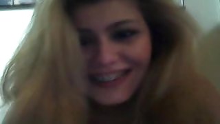 Blonde with braces plays naughty