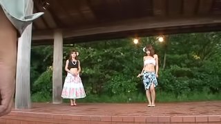 Beautiful mature Japanese woman stripped-down outdoors